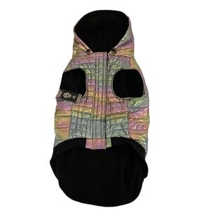 Canada Pooch Shiny Puffer‎ Dog Coat Size 26 Iridescent Winter Pet Jacket NWT